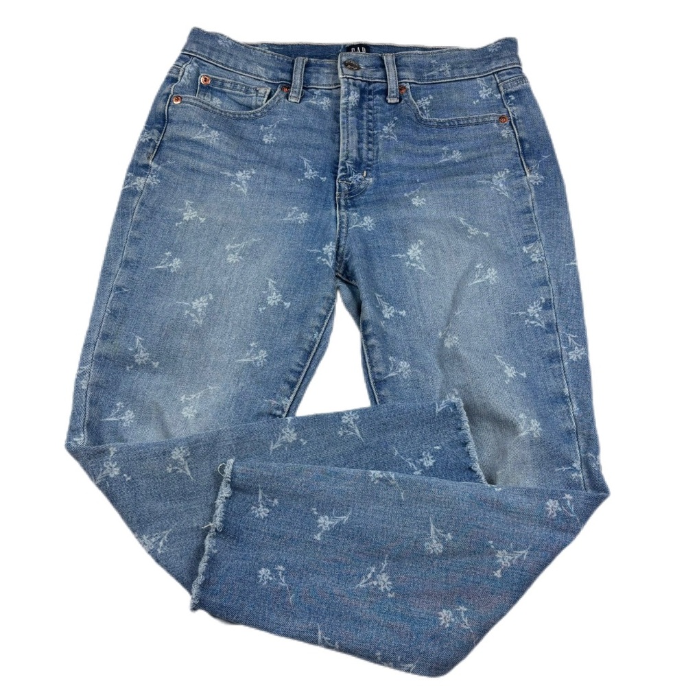 Gap True Skinny Light Indigo Floral Print Denim Jeans Size 4/27p